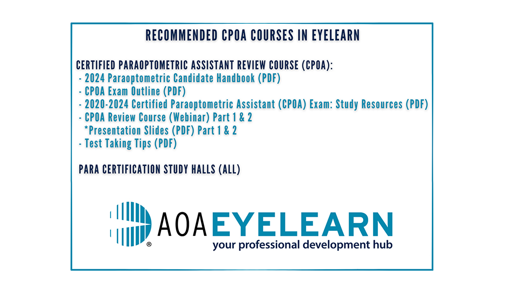 Self Study Course for Paraoptometric Assistants and Technicians
